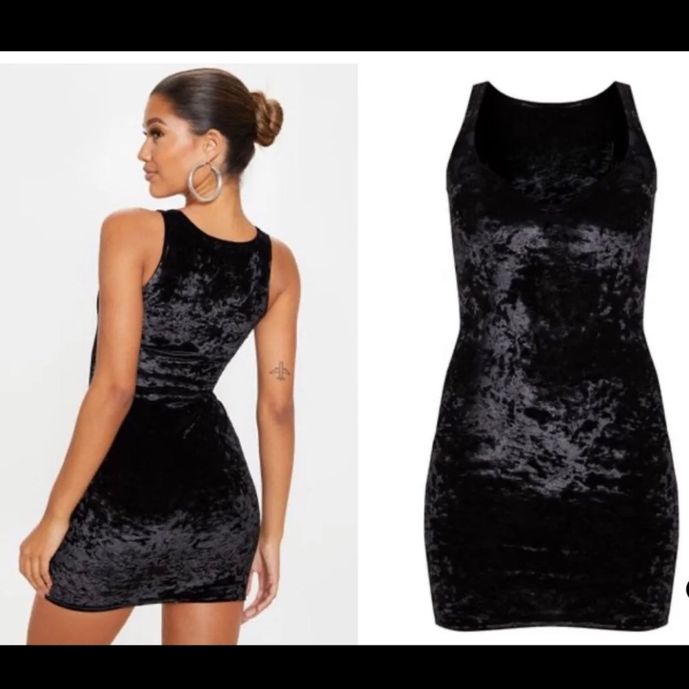 Black crushed velvet dress new with tags size 8